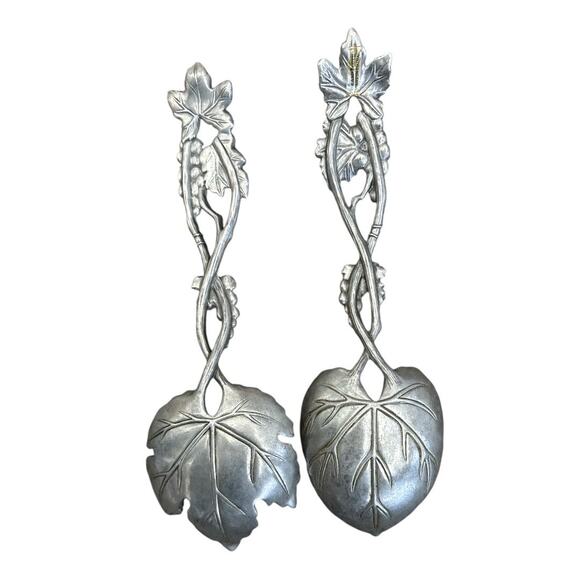 Rare Fitz & Floyd Grapes and Vines Leaf Salad Servers Set - Picture 6 of 10